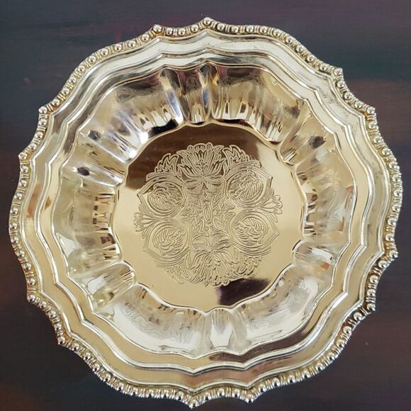 Vtg 1978 Avon Hudson Manor Collection Silverplated Dish with Ariane Satin Sachet - Picture 2 of 10